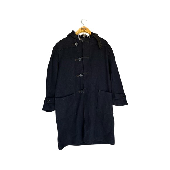 GERMAN MARINE COLANI PEA COAT NAVY 1950s Military Hooded Duffle made in England - Picture 4 of 15